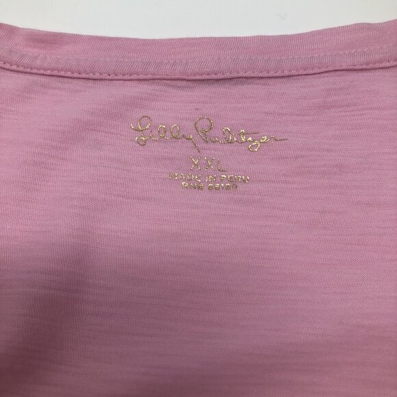 Lilly Pulitzer Etta V-Neck Top Size XXL Pink Cotton - Picture 4 of 6